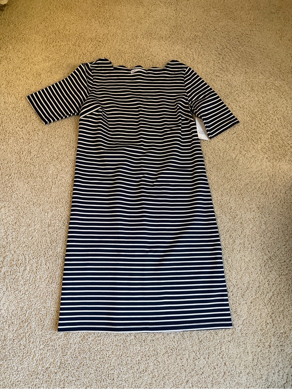 croft & barrow Navy and White Striped Midi Dress
